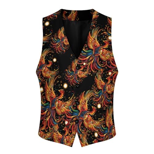 Phoenixs Bird Men's Suit Vest Waistcoat Vests Formal Dress with 2 Pockets for Business Casual Tuxedo3