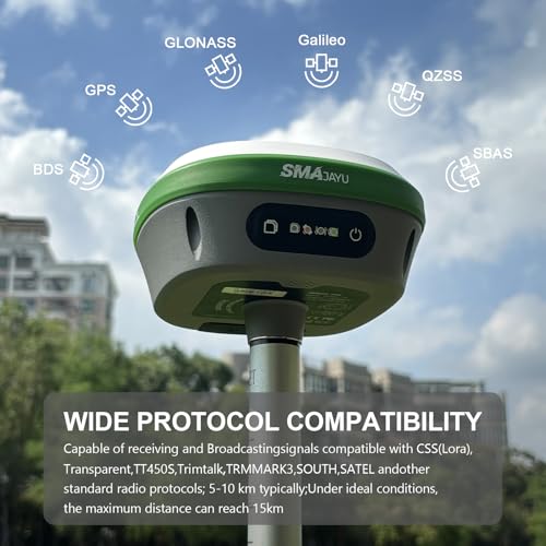 SMA26 Plus GNSS RTK Rover & Base Surveying Equipment with Controller and Software, 1cm Accuracy NOAA Certified IP67 IMU/PPP/CORS/UHF Tilt Compensation GPS for Civil Engineering and Topography