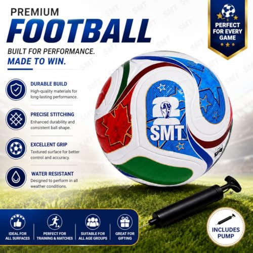 Image of SMT World Cup 2026 NEW Hand Stitched Football Size -5 (Pack of 1) (New latested Football)