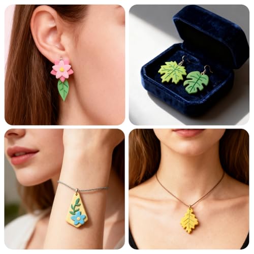 Image of ORIGACH 20 Pcs Plant & Maple Leaf Polymer Clay Cutters Set Leaves Shape Earring Clay Cutter DIY Craft Supplies for Earring and Jewelry Making