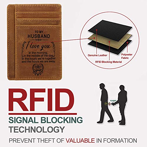 Engraved Pocket Wallet For Men,Personalized Minimalist Slim Leather Pocket Wallet for Husband Son Birthday Christmas2