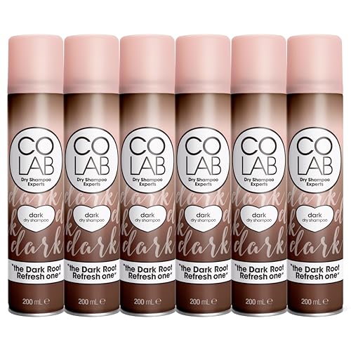 COLAB Dark Dry Shampoo, Pack of 6, 200ml, Dry Shampoo for Brunette or Dark Hair