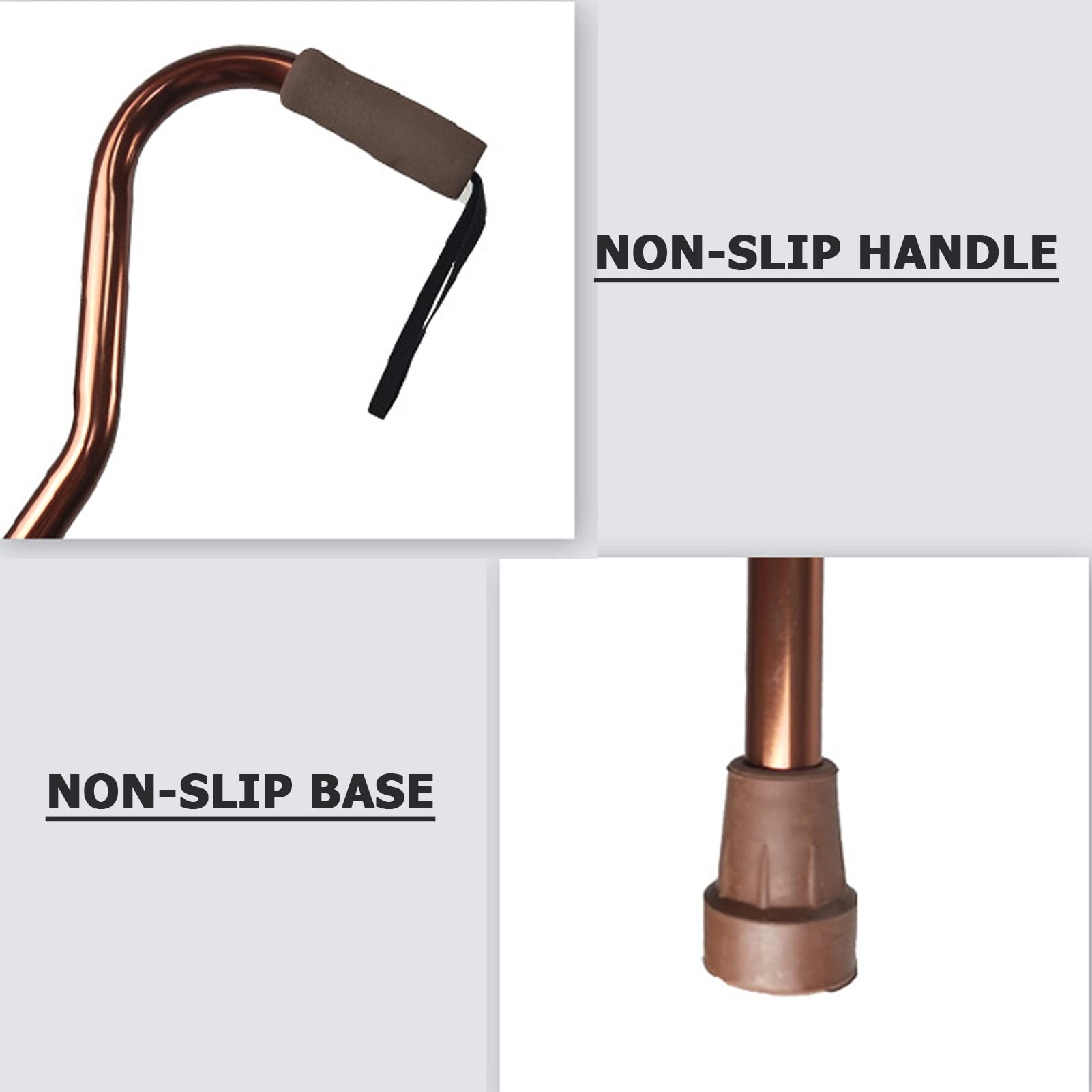 Bastone da Passeggio, Equilibrio Spostabile Portatile, Aiuto per deambulatore Leggero e Robusto con Base Regolabile in Altezza e Antiscivolo per Anziani di 155-190 cm,Marrone