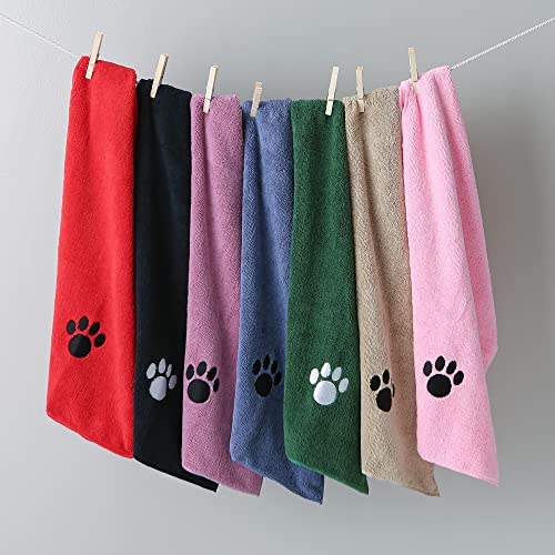 Image of Bone Dry Pet Grooming Towel Collection Embroidered Absorbent Microfiber Drying Set, 15x30, Hunter Green, 3 Count (Pack of 2)