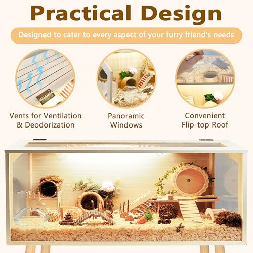 image for Prolee Hamster Cage Wooden Chew Proof, Extra Large Mice and Rat Habita