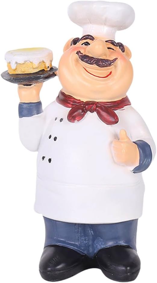 Garneck Cake Chef Ornament Creative Chef Statue for Decor Mini Sculpture Craft Adornment for Kitchen Bar Cafe Shop and Home Tabletop 7.48 X 4.33 X 3.14 in
