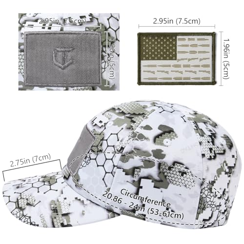 Image of Tactical Hat with Flag Patch Camo Military Army Hats Adjustable Trucker Baseball Cap Soft Top for Shooting