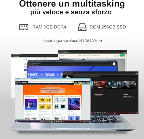 Image of Windows 11 Laptop Computer 14.1 Inch Laptop Notebook PC Portable Traditional Laptop with 4GB DDR4 256GB SSD 2.4 /5G WiFi BT4.0 HDMI USB 3.0, Large Battery Capacity