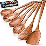 Zulay Kitchen 6-Piece Wooden Spoons for Cooking -...