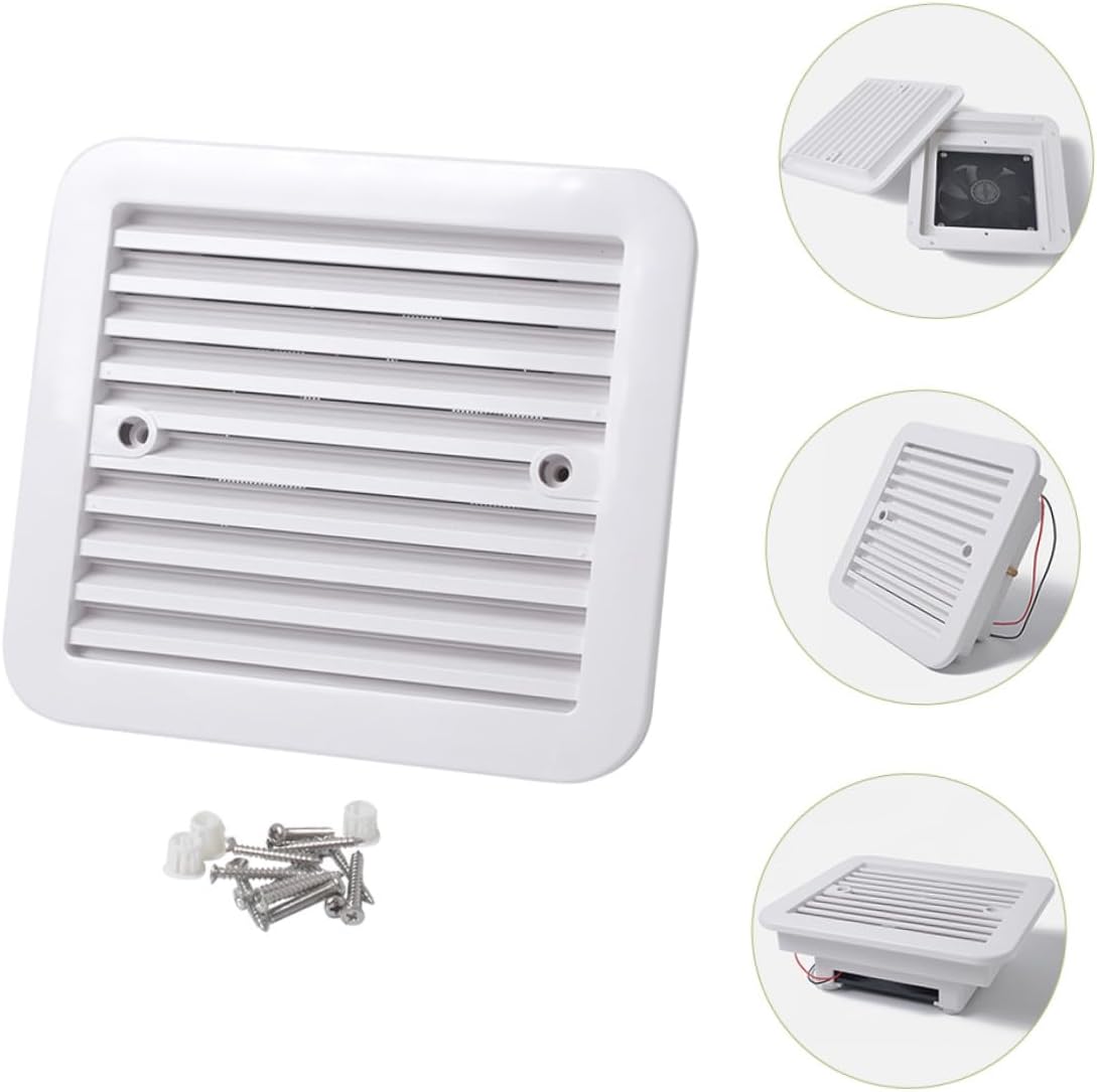 POPETPOP 8-inch 12v Rv Ventilation Fan with Blades, Silent Bathroom Exhaust Air Vent Fan for Rv Roof and Camper Ventilation Replacement Part