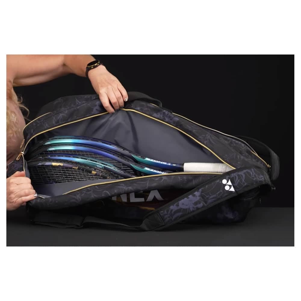YONEX Osaka Pro 6 Sac de Raquette, Noir/Or, Bretelles Réglables, Compartiment Chaussures