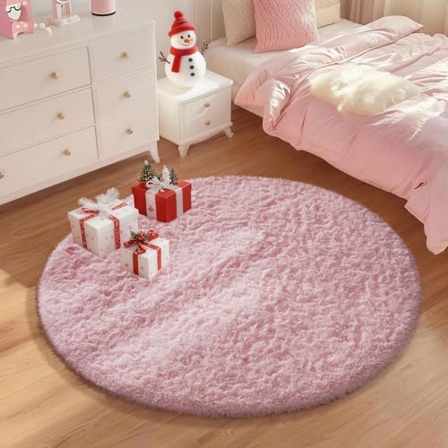 Ophanie Pink Fluffy Round Rug - Only $9.99 (57% Off)
