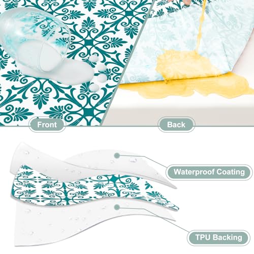 Image of misaya Picnic Table Cover with Bench Cover, Waterproof Elastic Fitted Tablecloth for 5 Foot Tables, Rectangle Washable Polyester Tablecloths for Picnic, Camping, Outdoor (Turquoise, 30 inch x 60 inch)