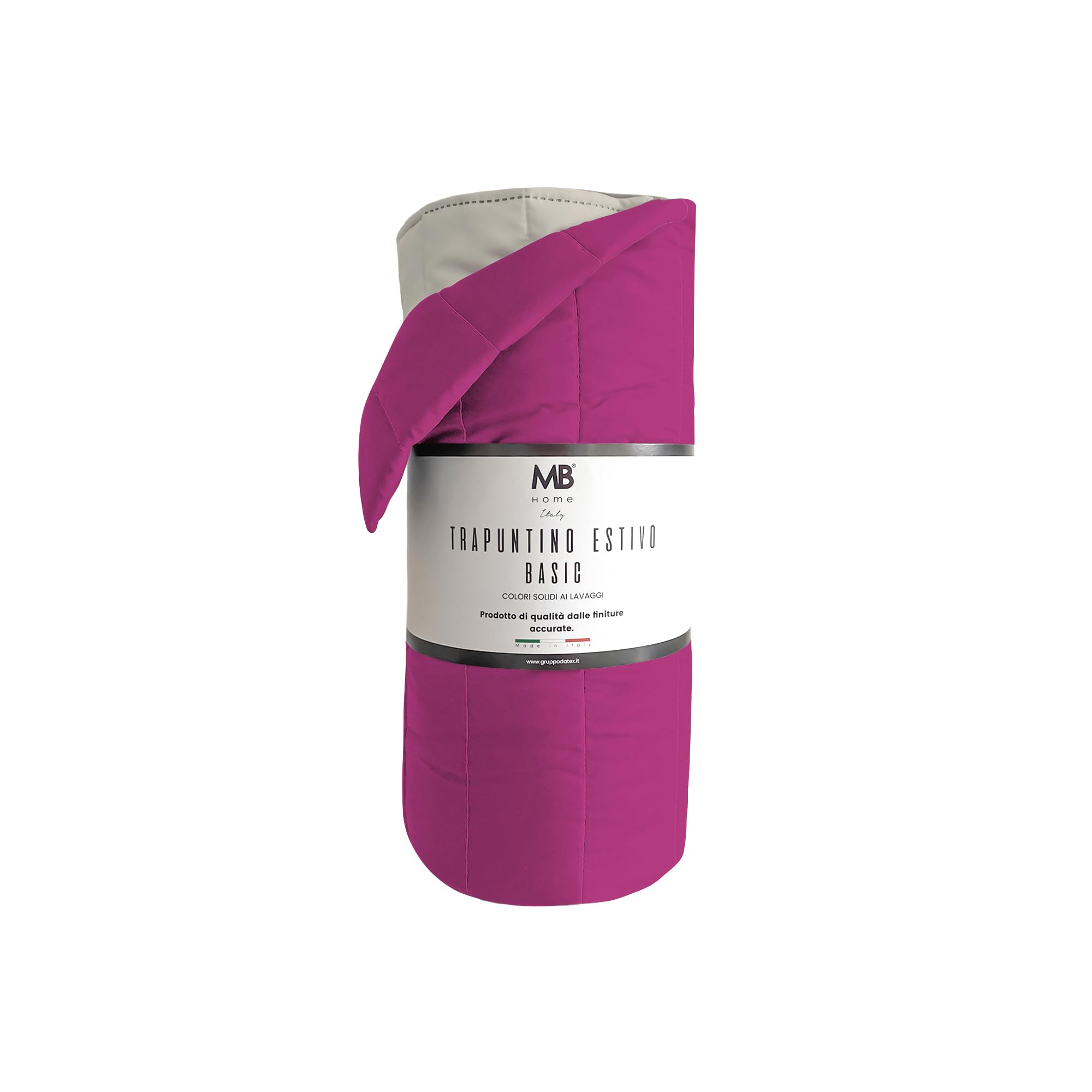 Italian Bed Linen Colcha de Verano Basic Color Liso, Fucsia/Gris Claro, 250x240cm