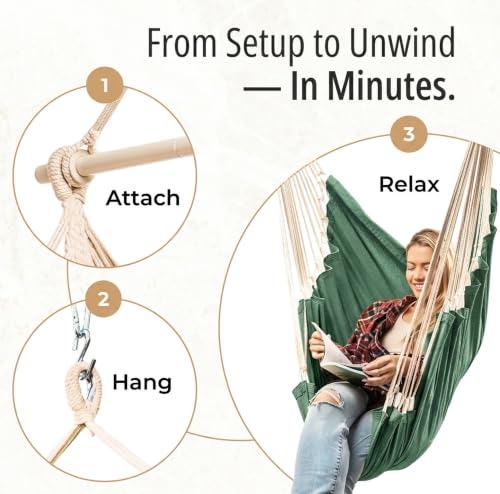 Image of Hanging Hammock Chair Swing - Outdoor & Indoor - Hammock Swing Chair
