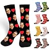 JONZIN Chaussettes Personnalisées avec Photo-Chaussettes Humoristiques Personnalisé avec Votre Visage, Cadeaux de Noël Personnalisés pour Hommes et Femmes (Cœur)