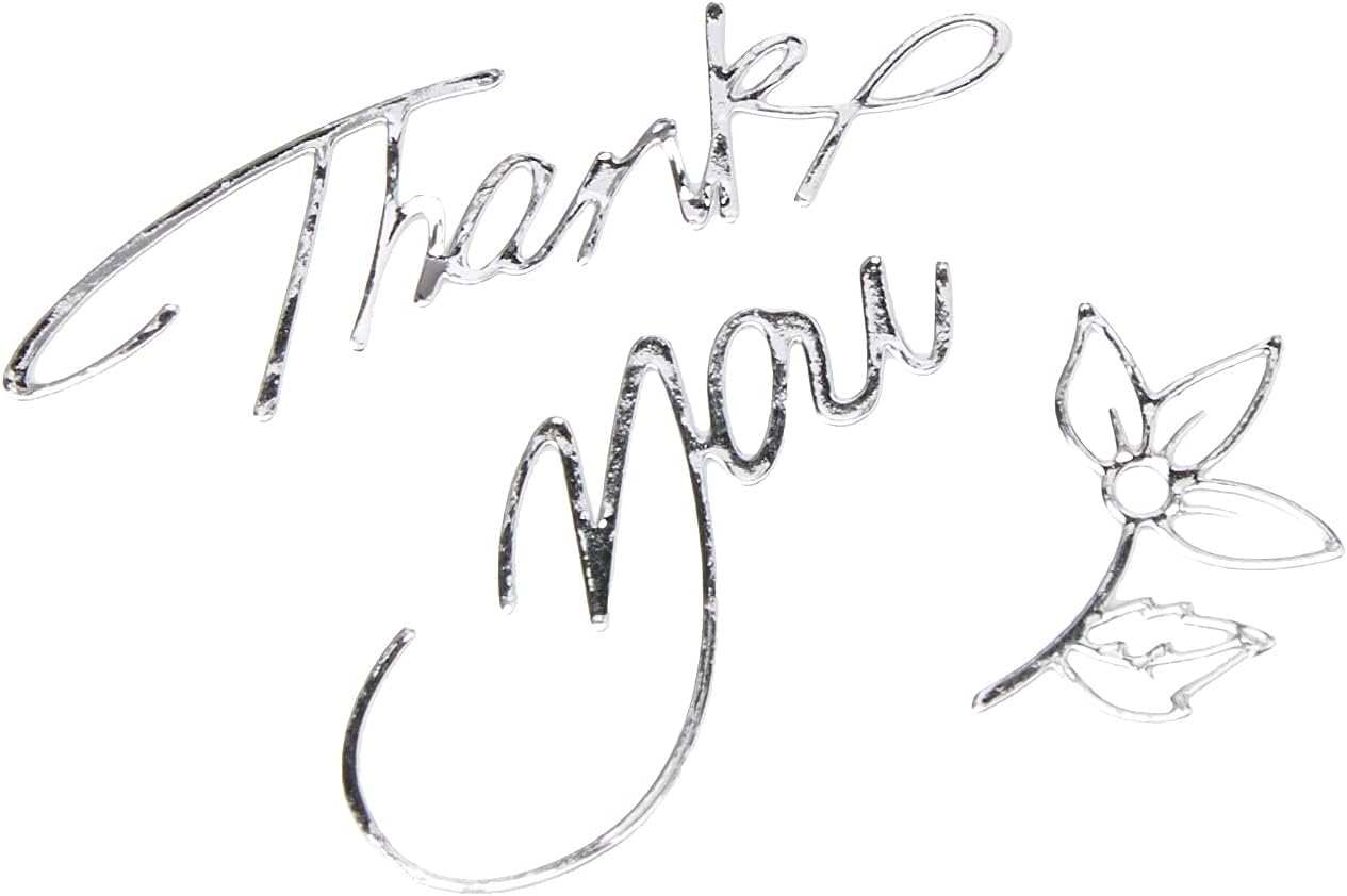 Anitas Outline Stickers, Elegant Thank You, Silver, for Scrapbooking, Card Making, Kids Play, Homework, Art, Craft, Embelish, Decorative, Paper, Card, Glass, Metal, Plastic, Foam
