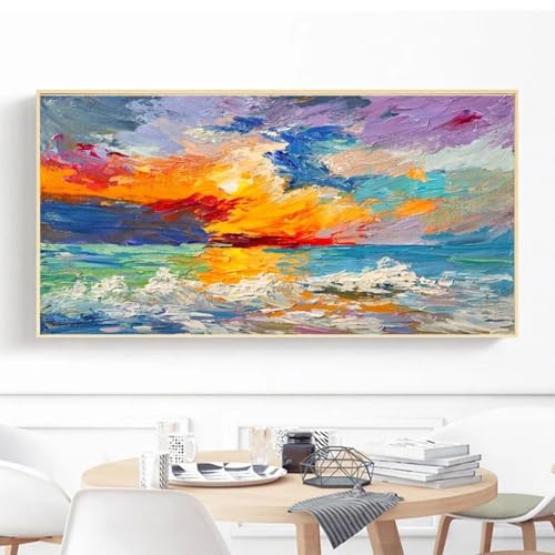 Affiche de paysage naturel BIEMBI tableau coloré salon cadre doré 30x60 cm