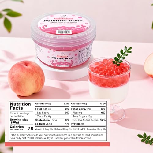 Image of Soeos Peach Popping Boba Pearls, 550g(1.2 lbs)
