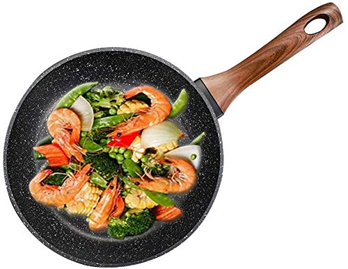 Sartén, la parte inferior plana del sartén | Multifuncional de aluminio sartén | antiadherente Wok |con la manija de la baquelita | fácil de limpiar | Conveniente for toda la inducción Placas AAA ~ (T
