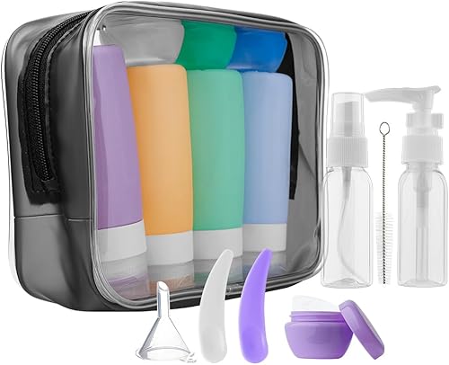 sincewo Botellas de viaje, recipientes de viaje aprobados por la TSA para artículos de tocador de tamaño de viaje, 3 onzas, a prueba de fugas,