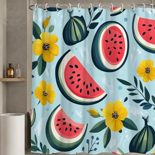 Rideau de douche pastèque pour baignoire d'enfants et studio