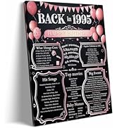 30th Birthday Canvas Wall Art Vintage Poster Print Framed Decor with Fun Facts, Famous People and...