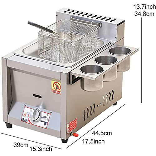 YXYLJOZ 10L/20L Gas-Fritteuse, Kommerzielle Bratpfanne, Französische Fritteuse Aus Edelstahl Mit Korb Und Gewürztrog – Bild 3
