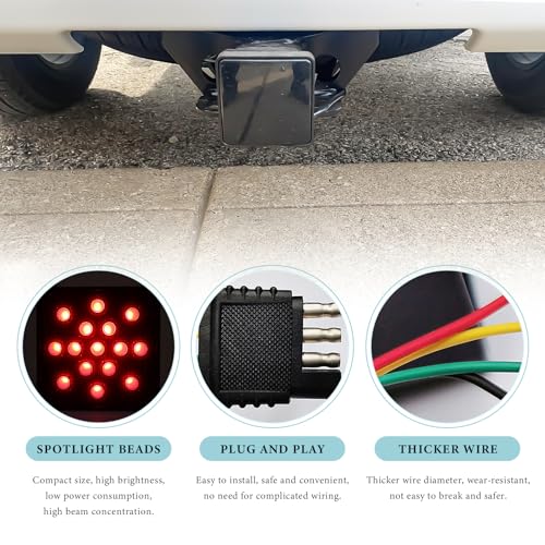 Image of 15 LED Brake Light Trailer Hitch Cover, 12V Smoked Lens Square Brake Tail Light Fit 2 inch Receiver, Waterproof LED Towing Hitch Lights Exterior Accessories for Truck Trailer SUV