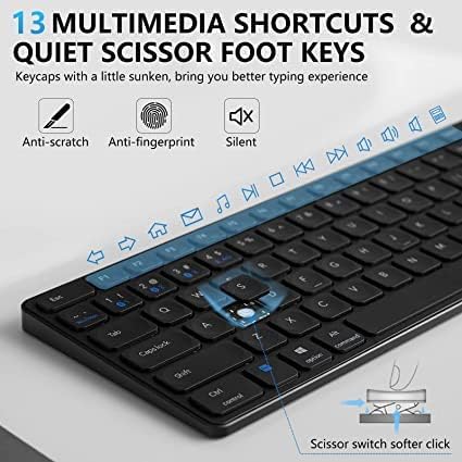 Miniatura 2 de RAPOO Combo de teclado y mouse inalámbricos Bluetooth 2.4G para Mac OS, teclados silenciosos delgados recargables de 1600 DPI para laptopMacBook
