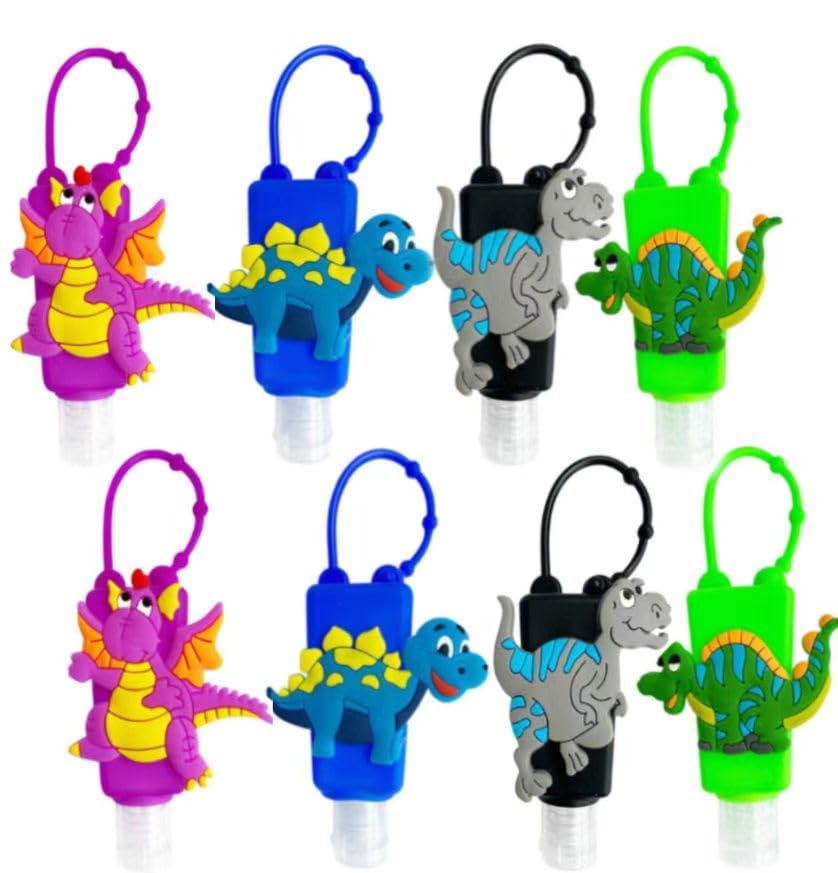 Llavero desinfectante de manos para niños, tamaño de viaje, mini botellas vacías para niñas, niños, bebés o mujeres, escuela, mochila, 1 onza a granel (8 piezas), Mezclado