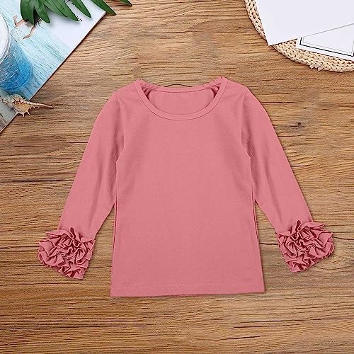 Toddler Baby Girls Cotton T-Shirt Long Sleeve with Ruffles Trim Comfort Soft Basic Crewneck Plain Tee Top Fall Clothes2
