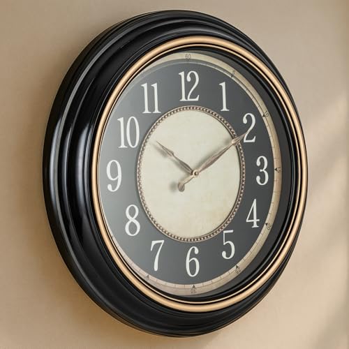 Pacific Bay Norden Huge Decorative Light-Weight 23-inch Wall Clock Silent, Non-Ticking, 3-D Dial, Easy-to-Read, Quartz Battery Operated, Glass Face Cover