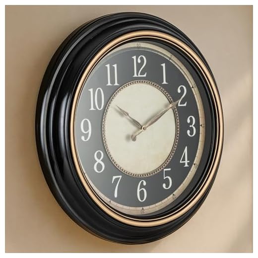 Pacific Bay Norden Huge Decorative Light-Weight 23-inch Wall Clock Silent, Non-Ticking, 3-D Dial, Easy-to-Read, Quartz Battery Operated, Glass Face Cover