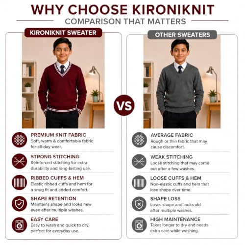 Image of Boy's School Uniform Lining Full Sleeves Sweater - Daffodil
