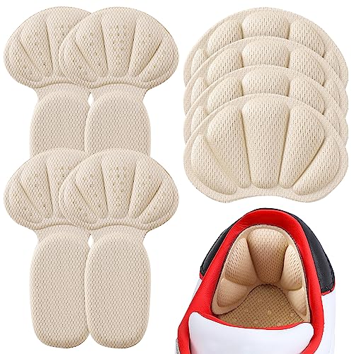 Image of Adhesive Back of Heel Cushion Pads, Heel Grips Inserts for Too Big Loose Shoes,4pcs-Beige+4pcs-Beige