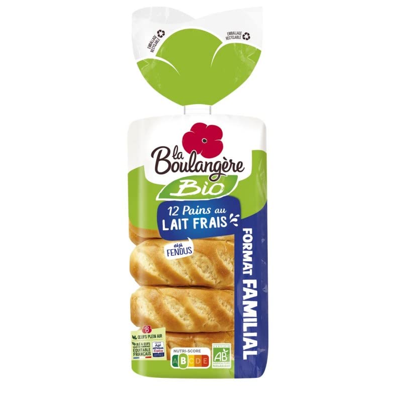 La Boulangère Pain Au Lait Bio 420g - Délicieuse brioche moelleuse - Idéal pour le petit déjeuner - Certifié bio - Lot De 4