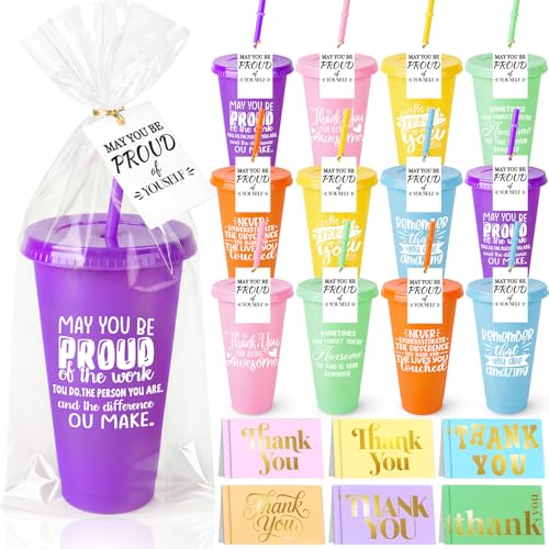 iZoeL 12 Pack Employee Appreciation Gifts for Colleagues Student Reward Gifts Motivational Cups Thank You Cards for Teacher Retirement Goodbye Farewell Leaving Nurses Volunteers Office Staff