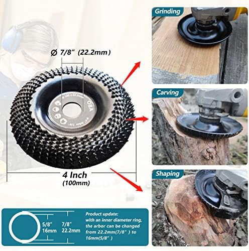 OBA Wood Grinding Wheel Angle Grinder Disc Carving Disc Shaping Polishing Grinding Wheel for Angle Grinder, Arbor 16 mm