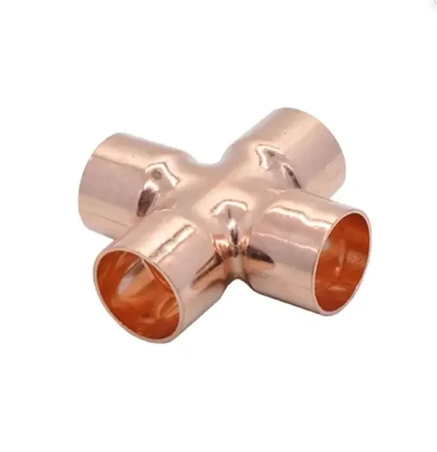 15 16 22 28 35 45mm Copper End Feed Solder Cross 4 Ways Weld Scoket Plumbing Fitting Connector Coupler Splitter Air Conditioner(45mm)