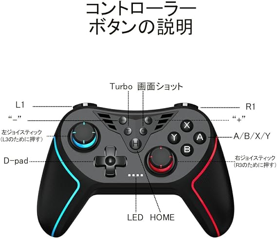 QISI Switch2 / Switch コントローラー ホールエフェクト機能搭載 背面ボダン付き 有機ELモデル 対応 スイッチ プロコン Pro コントローラー ワイヤレス Bluetooth 接続 無線 振動機能 ジャイロセンサー 黒-紫橙