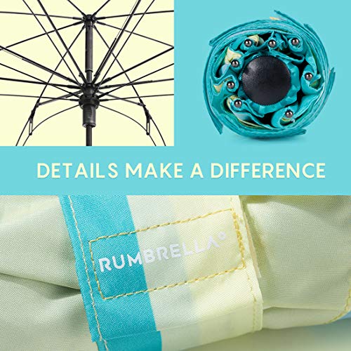 Rumbrella Reverse Umbrella Auto Close Windproof Car Umbrella Inverted With J Hook Handle For Women Girls, Green Yellow #TOP4