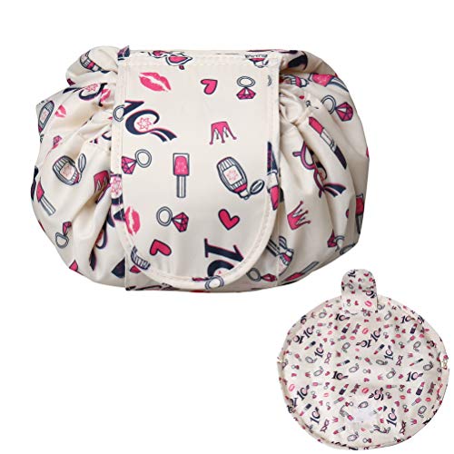 nuosen Lazy Make-up-Organizer Aufbewahrungstasche für Kosmetik, Schmuck, Nylon, große Kapazität, Kordelzug, tragbar, faltbar, Reisezubehör Cover