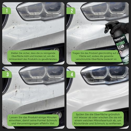 FRISCHER PROFESSIONAL Insektenentferner 1000 ml mit Microfasertuch, entfernt selbstaktiv hartnäckige Insektenrückstände, extra stark, rückstandsfrei, Garantiert Lackverträglich