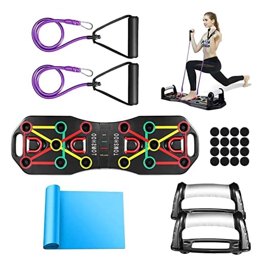 TOMSHOO 14 en 1 Push Up Board, multifuncional plegable dispositivo de fitness flexiones con asa, dispositivo de fitness con práctica de hombro para el pecho, tríceps trapecio muscular, para el hogar
