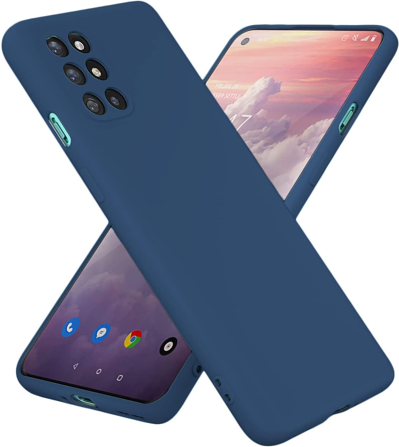 LOXXO® Compatible with OnePlus 8T / 1+8T Slim Fit Liquid Silicone Gel Rubber Cover with Full Protection (Blue)