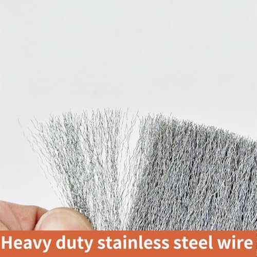 Image of HOKLNUSE Stainless Steel Wire Brush Set 2-Piece Cleaning Brushes with Wooden Handle for Rust and Paint Removal