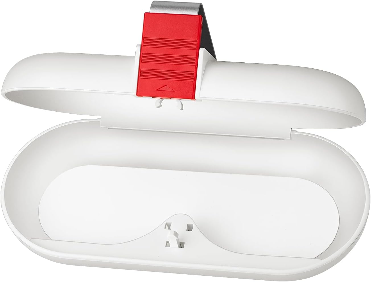 Car Sunglasses Holder, Universal ABS Storage Case, White, 17x7.5cm, Multi-Mount Design for Visor, Door, Rearview Mirror