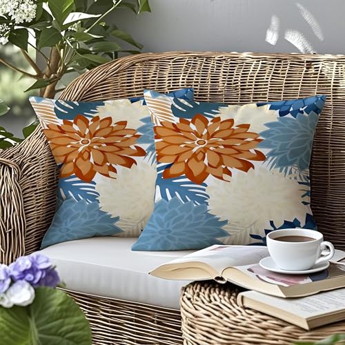 mellicoma Waterproof Outdoor Pillow Covers 18x18 Pack of 2 Colorful Vibrant Floral Collage Throw Outdoor Pillows for Garden Funiture Patio Home