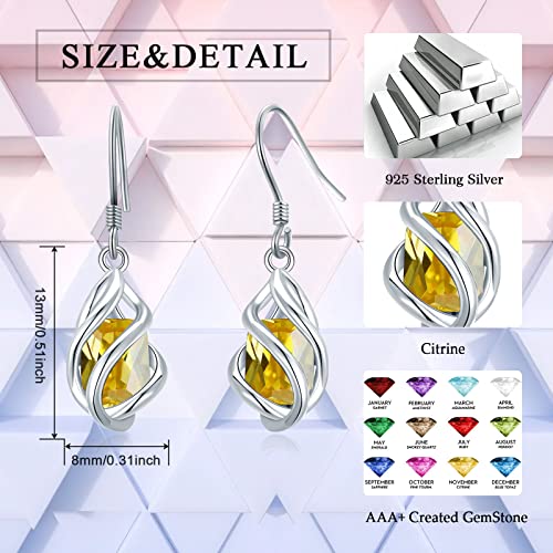 Citrine Earrings 925 Sterling Silver November Birthstone Dangle Drop Earrings For Women Birthday Anniversary Fine Jewelry For Women Girls #TOP2